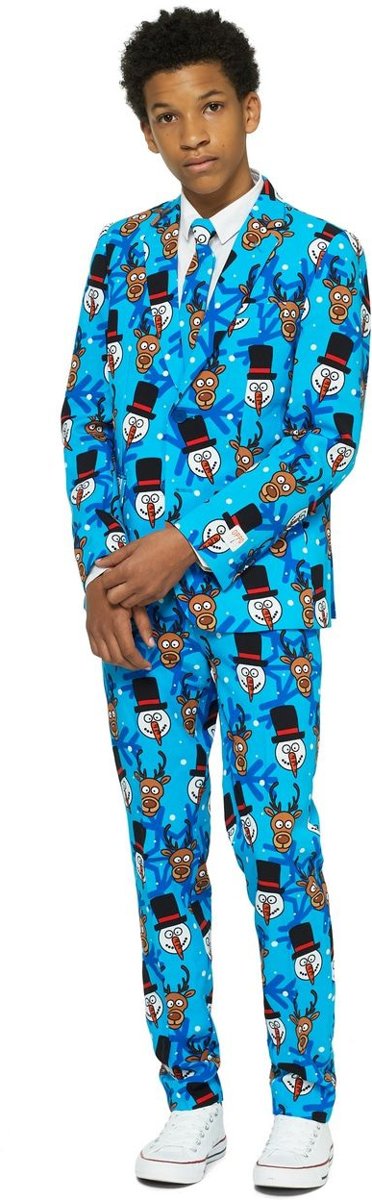 Kerst & Oud & Nieuw Kostuum | Kerst Cartoon Winter Tiener | Jongen | Maat 146-152 | Kerst | Verkleedkleding